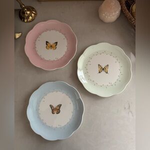 Lenox Butterfly Meadow Dessert Plate Set 3 Pieces Butterfly Design